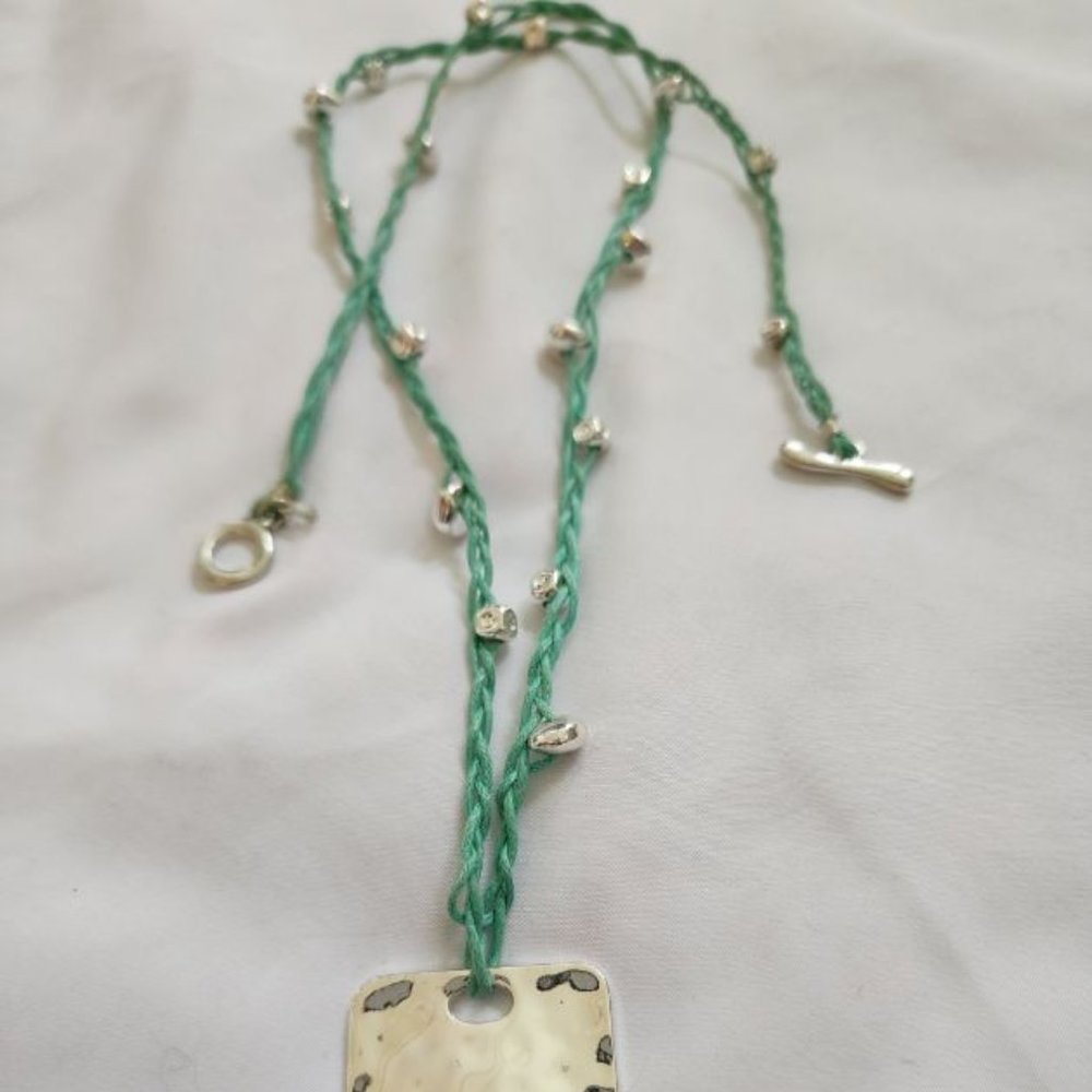 ALM SOHO SILVER PENDANT NECKLACE WITH SILVER ACCENTS AND TOGGLE CLASP